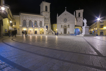 Piazza San Benedetto in Norcia, Umbria Italy