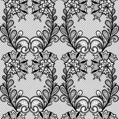 Fototapeta premium Black lace seamless pattern.