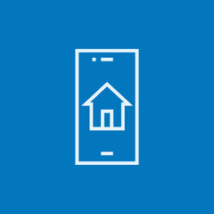 Property search on mobile device line icon.