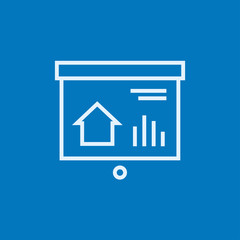 Presentation on projector screen line icon.