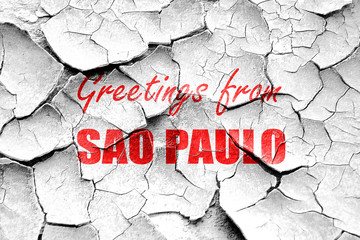 Grunge cracked Greetings from sao paulo