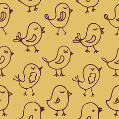 Seamless pattern cartoon birds