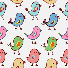 Seamless pattern cartoon birds