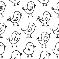 Seamless pattern cartoon birds