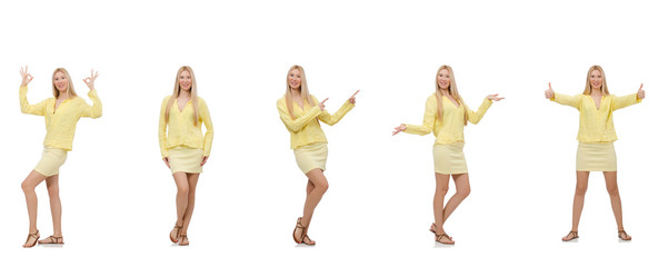 Collage of woman isolated on white