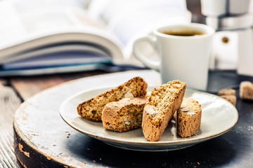 strong espresso and book