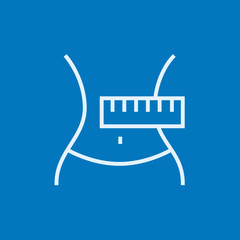 Waist with measuring tape line icon.