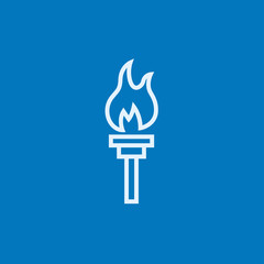 Burning olympic torch line icon.
