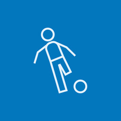 Obraz premium Soccer player with ball line icon.