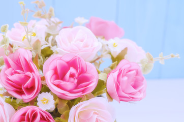 Obraz na płótnie Canvas Close up of Pastel Artificial Pink Rose
