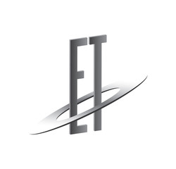 ET initial logo with silver sphere