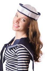 Young woman sailor isolated on white