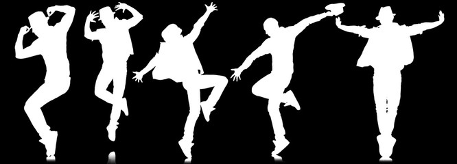 Silhouettes of dancers in dancing concept