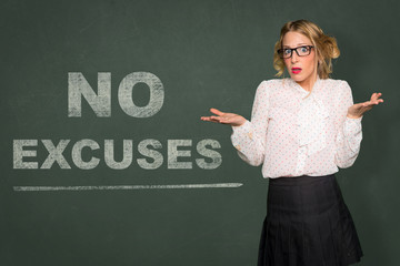Message no excuses classroom inspirational conceptual teacher professor corporate motivational card