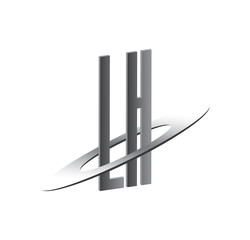 LH initial logo with silver sphere