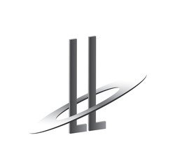 LL initial logo with silver sphere