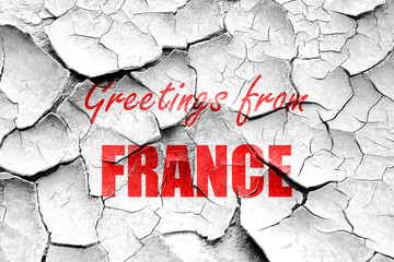 Grunge cracked Greetings from france