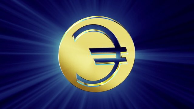 image rotating currency symbol euro currency in the form of coins