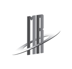 MR initial logo with silver sphere