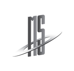MS initial logo with silver sphere