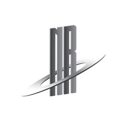 NR initial logo with silver sphere