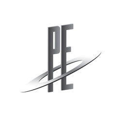 PE initial logo with silver sphere