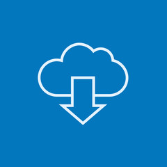 Cloud with arrow down line icon.
