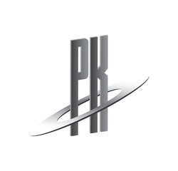PK initial logo with silver sphere