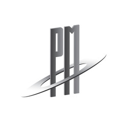 PM initial logo with silver sphere