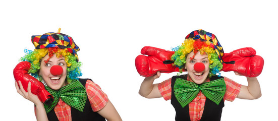 Clown in various poses isolated on white