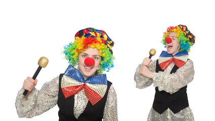 Clown in various poses isolated on white