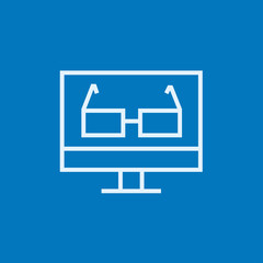 Glasses on computer monitor line icon.