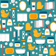 Cartoon bathroom seamless background