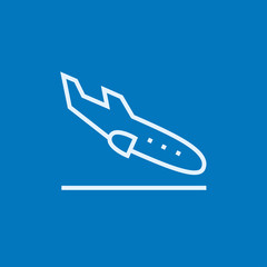 Landing aircraft line icon.