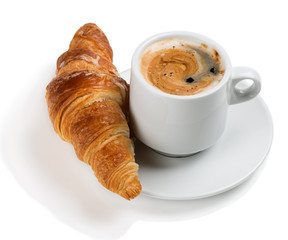 Croissant and a cup of delicious coffee