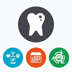 Caries tooth sign icon. Dental care symbol.