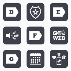 Energy efficiency class icons.