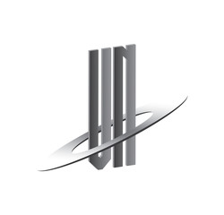 VN initial logo with silver sphere