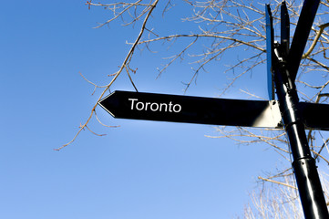 Direction sign of Toronto in Canada
