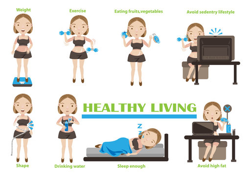 Healthy livingway of Healthy living and health care.vector  illustrations
