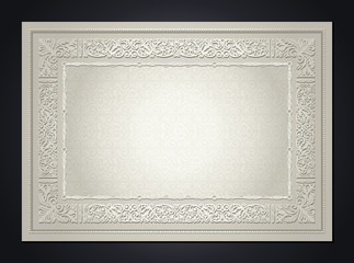 Vintage light background, antique style frame, Victorian ornament
