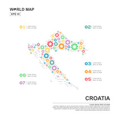 Map Of Croatia Infographic design template with gear chain