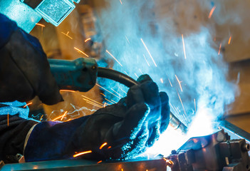 welding work in cars factory  industail
