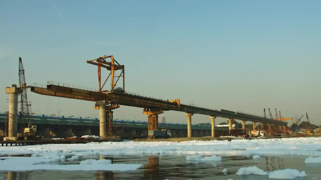 Time Lapse shot of a bridge under construction