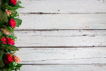Fototapeta premium flowers on wooden background