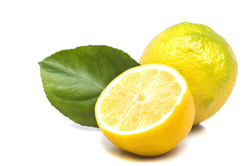 a ripe lemon with cut in half