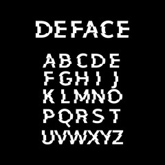 Deface Alphabet. Glitch. Distortion. Concept For Your Logo. Vector Illustration