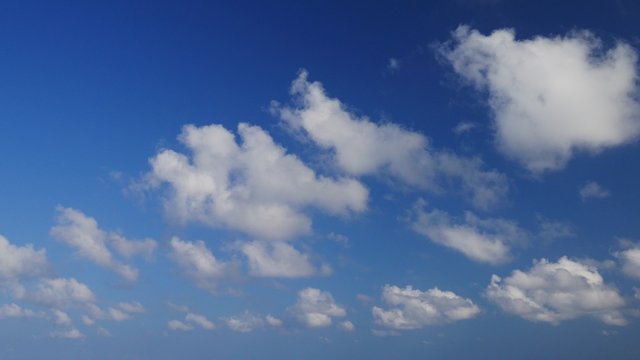 UHD real time shot of the blue cloudy sky