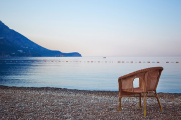 beach with chair in Montenegro