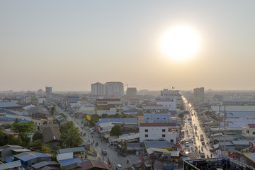 Phnom Penh Town during twilight time, Cambodia Mar 2016